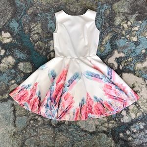 Crystal print scuba knit skater dress
